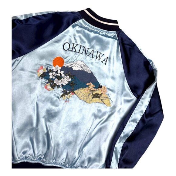 JAPAN SUKAJAN Satin Okinawa REVERSIBLE Tiger Bomber Jacket Womens Medium - Picture 8 of 9
